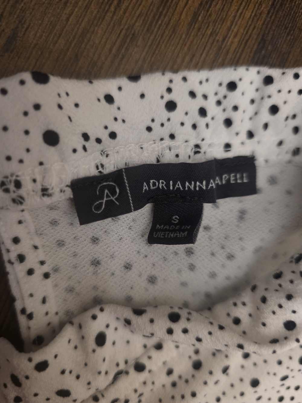 Adrianna Papell White Polka Dot Ruffle Neck Sleeveless Top - Picture 3 of 6